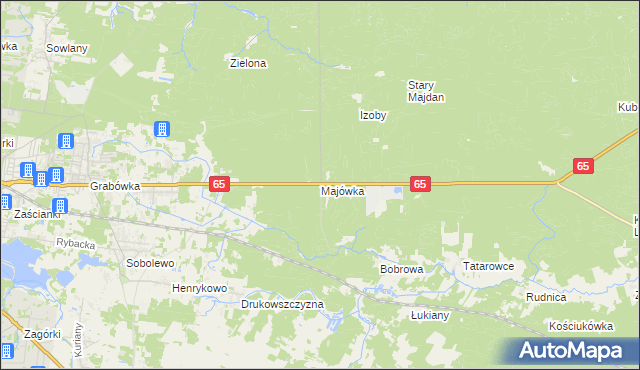 mapa Majówka gmina Supraśl, Majówka gmina Supraśl na mapie Targeo