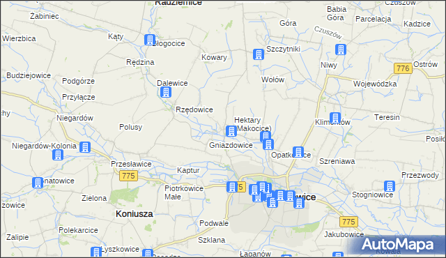 mapa Makocice, Makocice na mapie Targeo