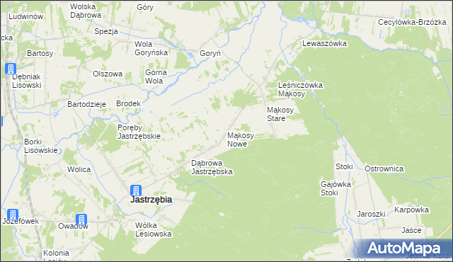 mapa Mąkosy Nowe, Mąkosy Nowe na mapie Targeo