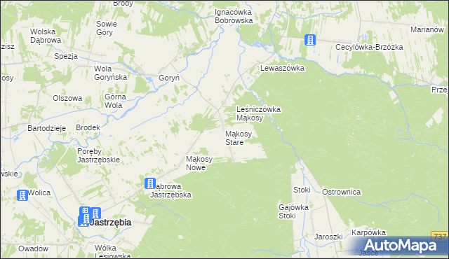 mapa Mąkosy Stare, Mąkosy Stare na mapie Targeo