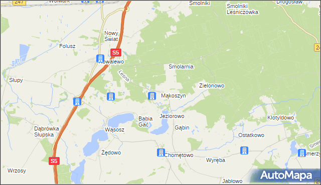 mapa Mąkoszyn gmina Szubin, Mąkoszyn gmina Szubin na mapie Targeo