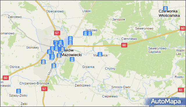 mapa Makowica gmina Szelków, Makowica gmina Szelków na mapie Targeo