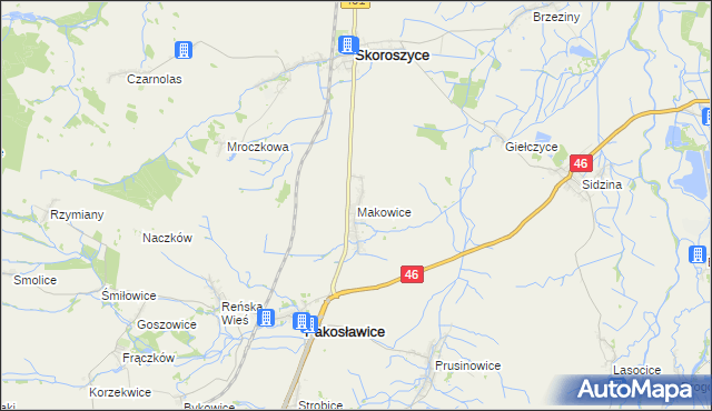 mapa Makowice gmina Skoroszyce, Makowice gmina Skoroszyce na mapie Targeo