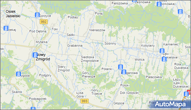 mapa Makowiska gmina Nowy Żmigród, Makowiska gmina Nowy Żmigród na mapie Targeo