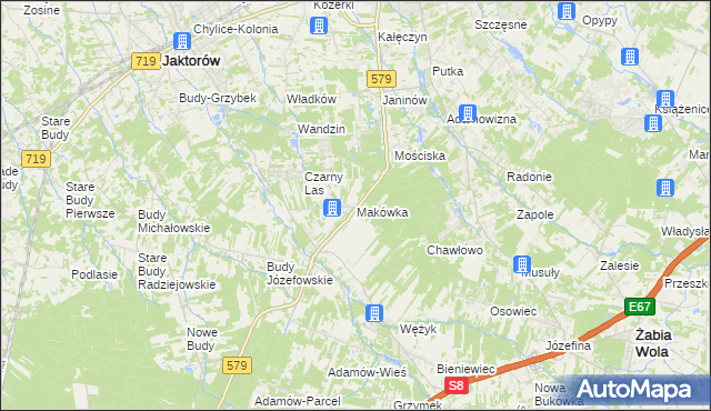 mapa Makówka gmina Grodzisk Mazowiecki, Makówka gmina Grodzisk Mazowiecki na mapie Targeo