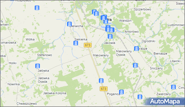 mapa Makowlany, Makowlany na mapie Targeo