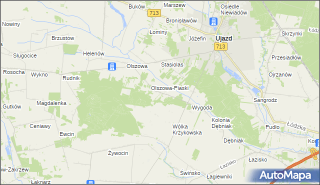mapa Maksymów gmina Ujazd, Maksymów gmina Ujazd na mapie Targeo
