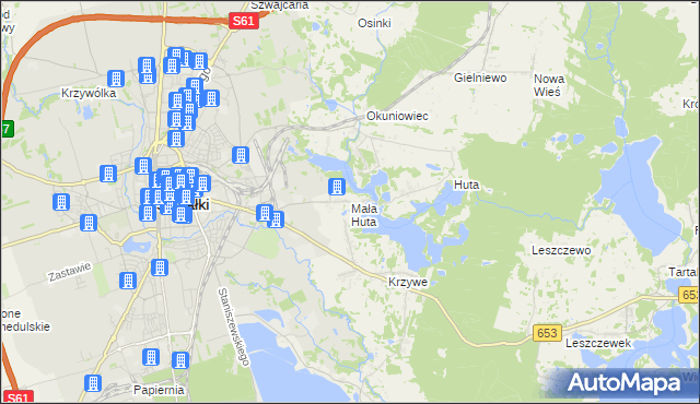 mapa Mała Huta gmina Suwałki, Mała Huta gmina Suwałki na mapie Targeo