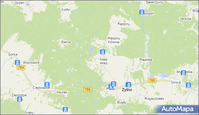 mapa Mała Wieś gmina Żytno, Mała Wieś gmina Żytno na mapie Targeo