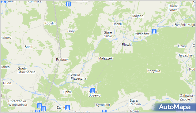 mapa Małaszek, Małaszek na mapie Targeo