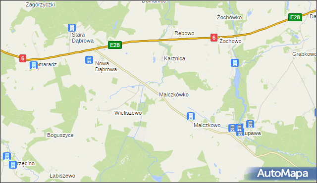 mapa Malczkówko, Malczkówko na mapie Targeo