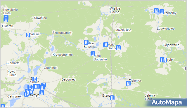 mapa Małe Budziska, Małe Budziska na mapie Targeo