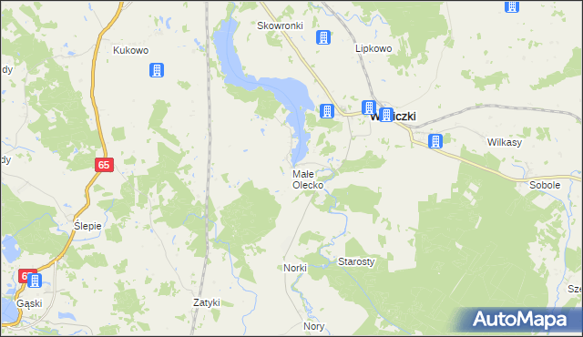 mapa Małe Olecko, Małe Olecko na mapie Targeo