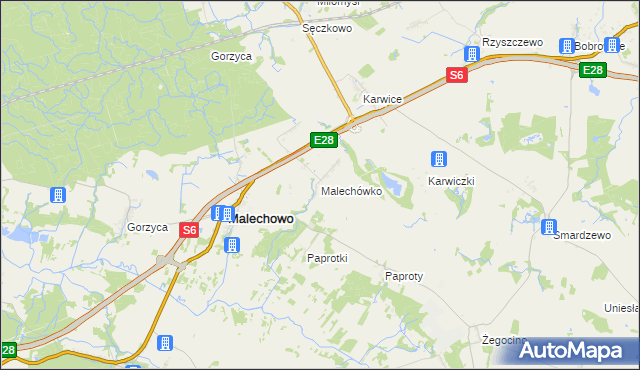 mapa Malechówko, Malechówko na mapie Targeo