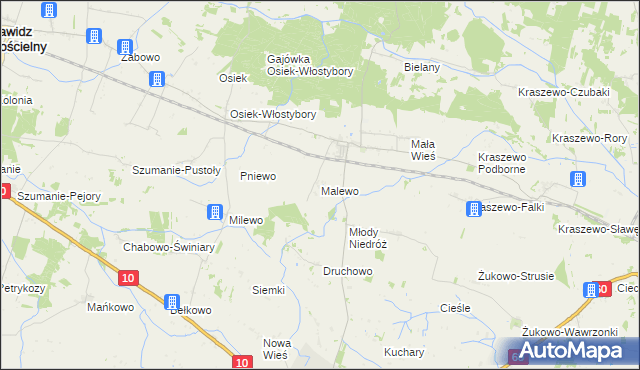 mapa Malewo gmina Raciąż, Malewo gmina Raciąż na mapie Targeo