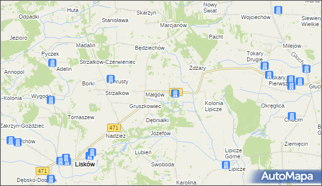 mapa Małgów-Kolonia, Małgów-Kolonia na mapie Targeo