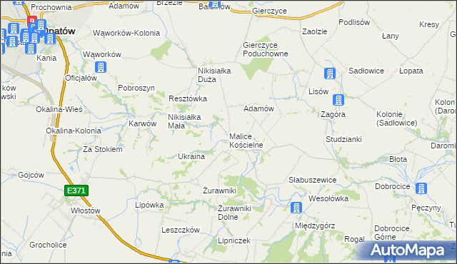 mapa Malice Kościelne, Malice Kościelne na mapie Targeo