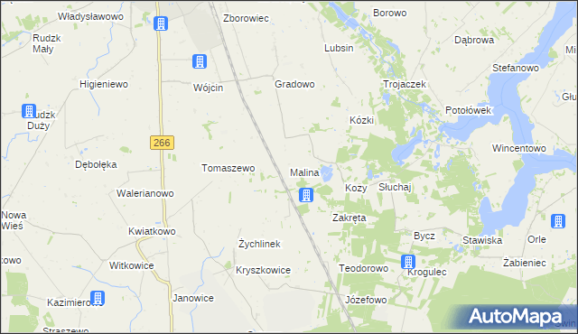 mapa Malina gmina Piotrków Kujawski, Malina gmina Piotrków Kujawski na mapie Targeo