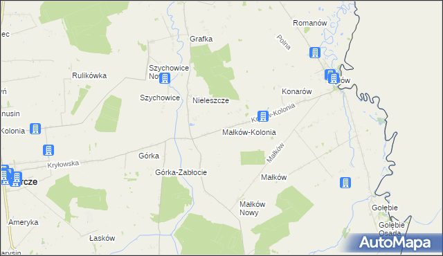mapa Małków-Kolonia, Małków-Kolonia na mapie Targeo