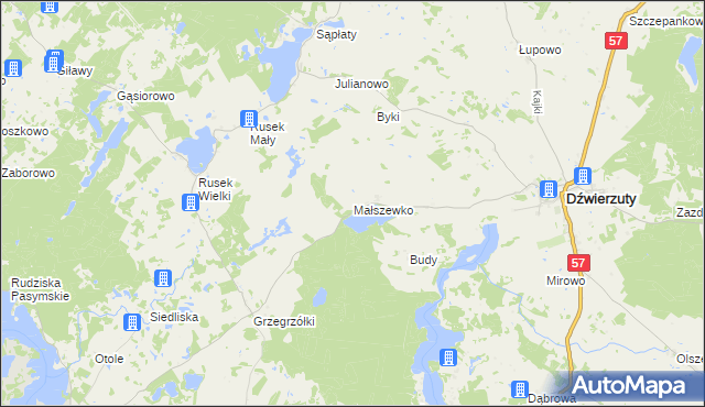 mapa Małszewko, Małszewko na mapie Targeo