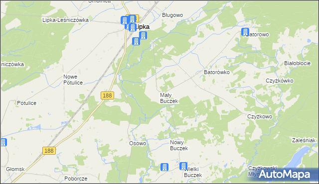 mapa Mały Buczek gmina Lipka, Mały Buczek gmina Lipka na mapie Targeo