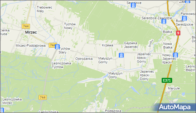 mapa Małyszyn Górny, Małyszyn Górny na mapie Targeo