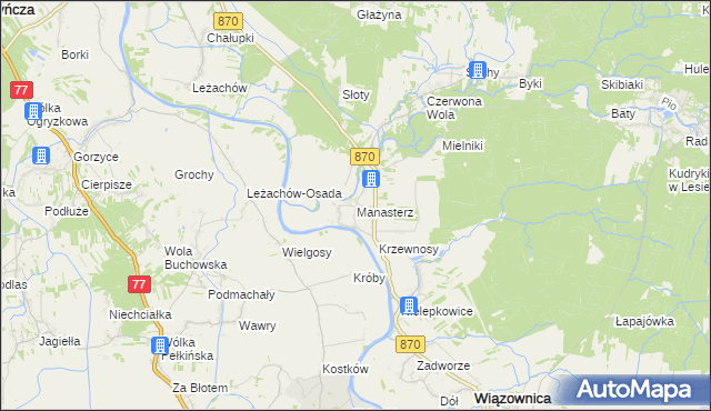 mapa Manasterz gmina Wiązownica, Manasterz gmina Wiązownica na mapie Targeo