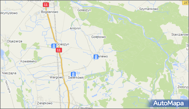 mapa Maniewo, Maniewo na mapie Targeo