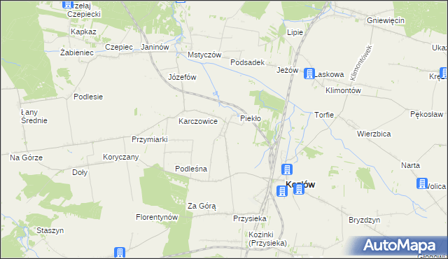 mapa Marcinowice gmina Kozłów, Marcinowice gmina Kozłów na mapie Targeo