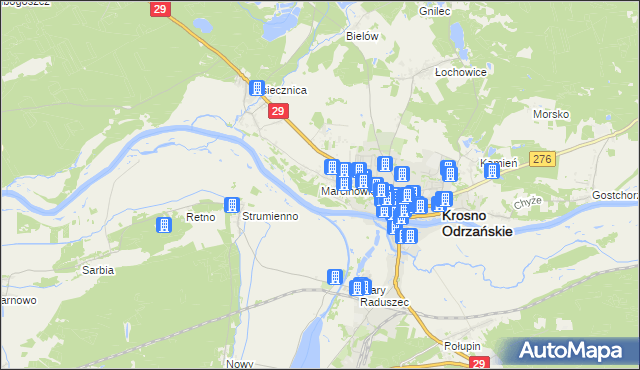 mapa Marcinowice gmina Krosno Odrzańskie, Marcinowice gmina Krosno Odrzańskie na mapie Targeo