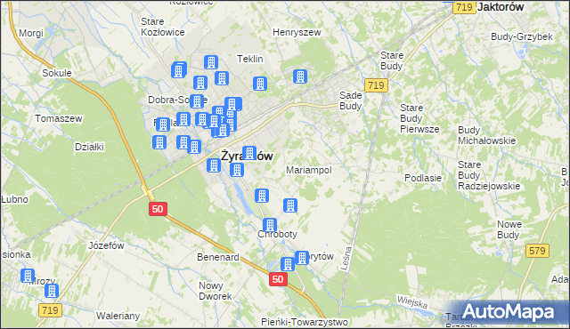 mapa Mariampol gmina Jaktorów, Mariampol gmina Jaktorów na mapie Targeo