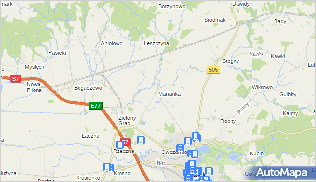 mapa Marianka gmina Pasłęk, Marianka gmina Pasłęk na mapie Targeo