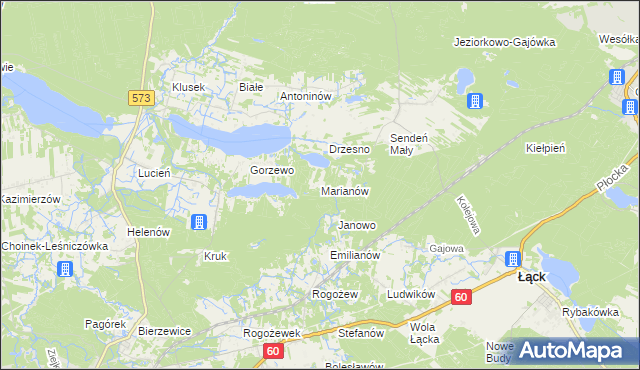 mapa Marianów gmina Gostynin, Marianów gmina Gostynin na mapie Targeo