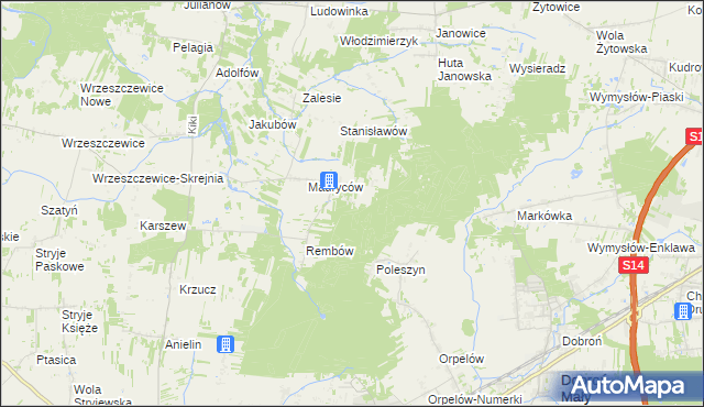 mapa Marianów gmina Wodzierady, Marianów gmina Wodzierady na mapie Targeo