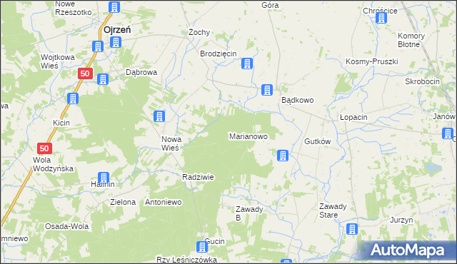 mapa Marianowo gmina Sońsk, Marianowo gmina Sońsk na mapie Targeo