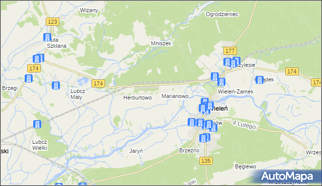 mapa Marianowo gmina Wieleń, Marianowo gmina Wieleń na mapie Targeo