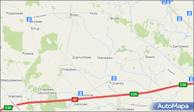 mapa Marszewo gmina Lwówek, Marszewo gmina Lwówek na mapie Targeo