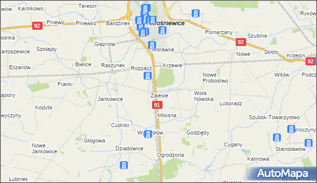 mapa Marynin gmina Krośniewice, Marynin gmina Krośniewice na mapie Targeo