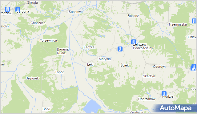 mapa Marysin gmina Kotuń, Marysin gmina Kotuń na mapie Targeo