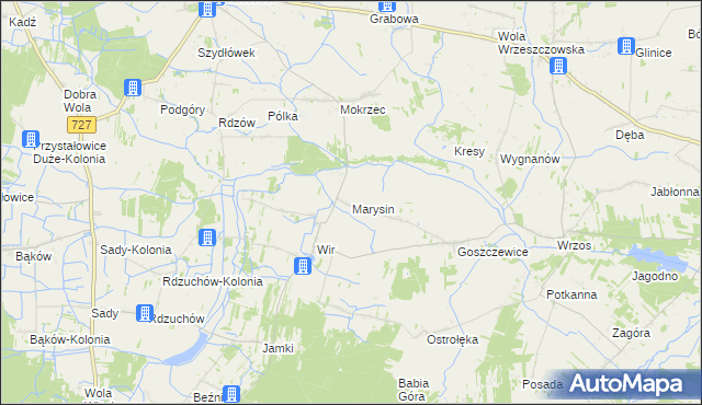 mapa Marysin gmina Potworów, Marysin gmina Potworów na mapie Targeo