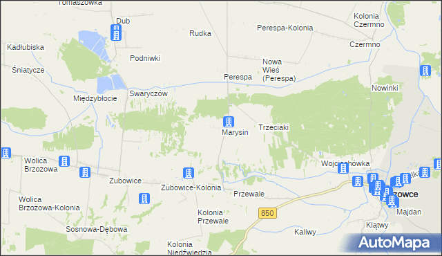 mapa Marysin gmina Tyszowce, Marysin gmina Tyszowce na mapie Targeo