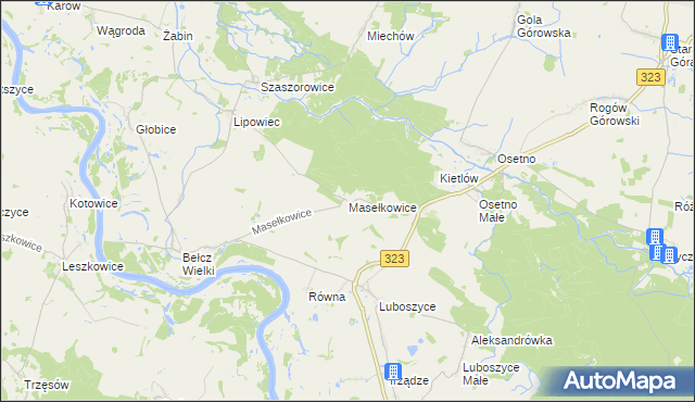 mapa Masełkowice, Masełkowice na mapie Targeo