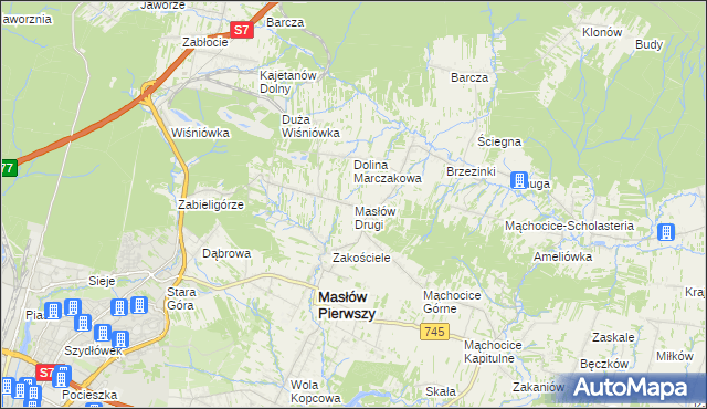 mapa Masłów Drugi, Masłów Drugi na mapie Targeo