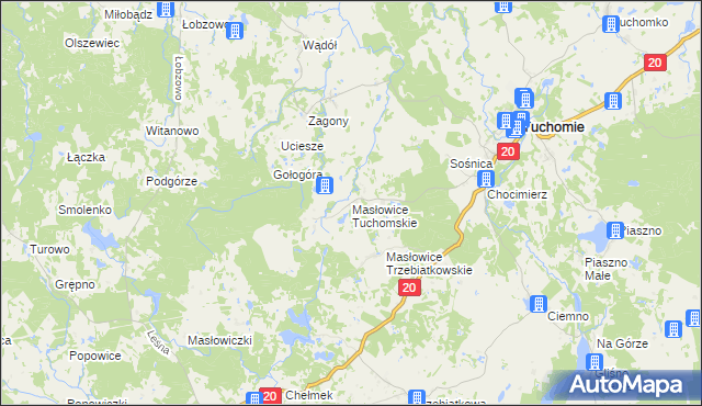 mapa Masłowice Tuchomskie, Masłowice Tuchomskie na mapie Targeo