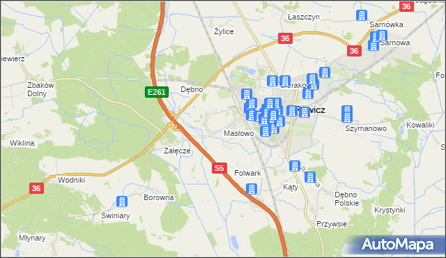 mapa Masłowo gmina Rawicz, Masłowo gmina Rawicz na mapie Targeo