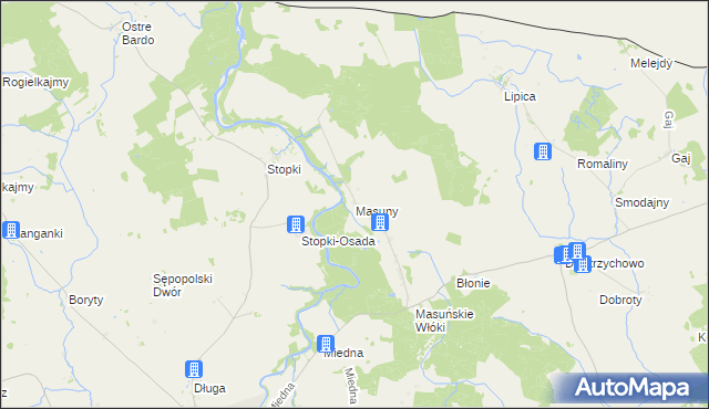 mapa Masuny, Masuny na mapie Targeo