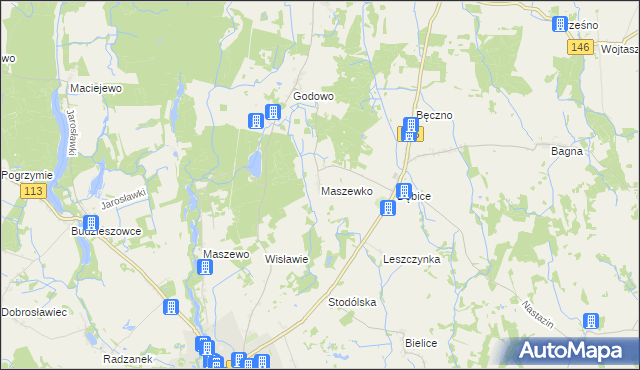 mapa Maszewko gmina Maszewo, Maszewko gmina Maszewo na mapie Targeo