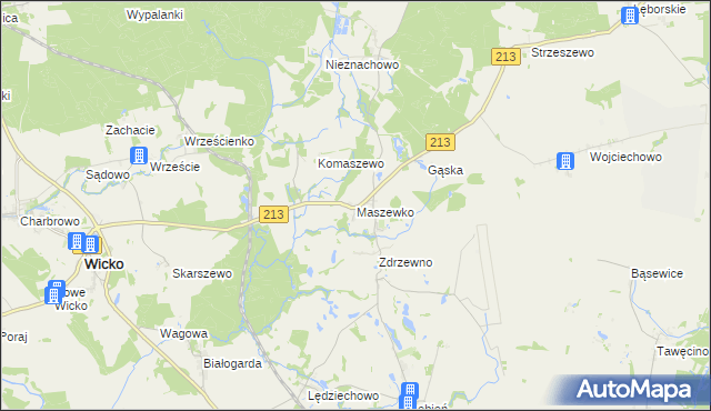 mapa Maszewko gmina Wicko, Maszewko gmina Wicko na mapie Targeo