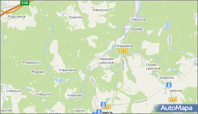 mapa Maszewo Lęborskie, Maszewo Lęborskie na mapie Targeo