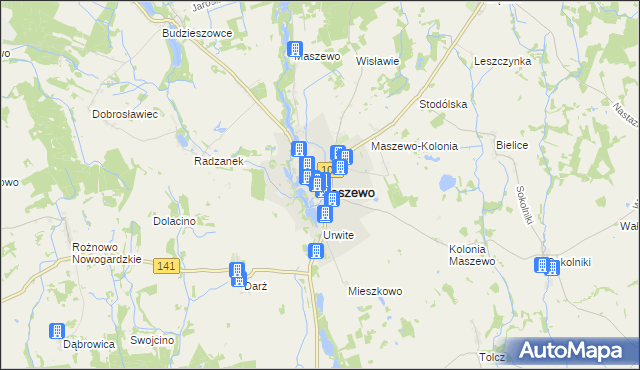 mapa Maszewo powiat goleniowski, Maszewo powiat goleniowski na mapie Targeo